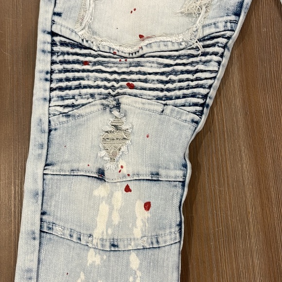 Waimea Paint Splatter Black Distressed Motto Denim skinny fit Jean size 20 - Picture 7 of 16